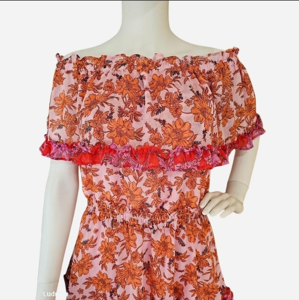 JESSICA SIMPSON size M Amelia Ruffle Floral Off-Shoulder mini dress - Picture 8 of 10
